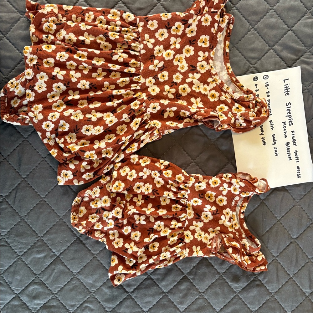 Little Sleepies Mocha Blossom with bodysuit; 18-24 & 0-3mo